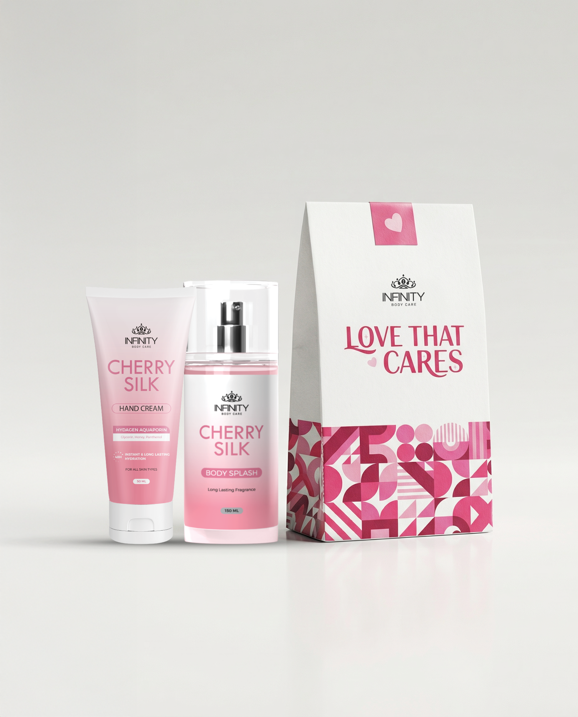 Infinity Body Splash Cherry Silk 150ml & Hand Cream Cherry Silk Valentine's Bundle
