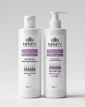 Top Hair Shampoo and Conditioner by Infinity Clinic Pharma – nourishing hair care duo for stronger healthier hair